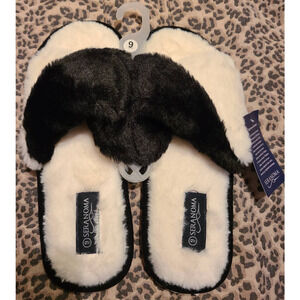 Seranoma Jamie Women's Open Toe Two Tone Fluffy Bedroom Anti Slip Slipper 9 (AH)